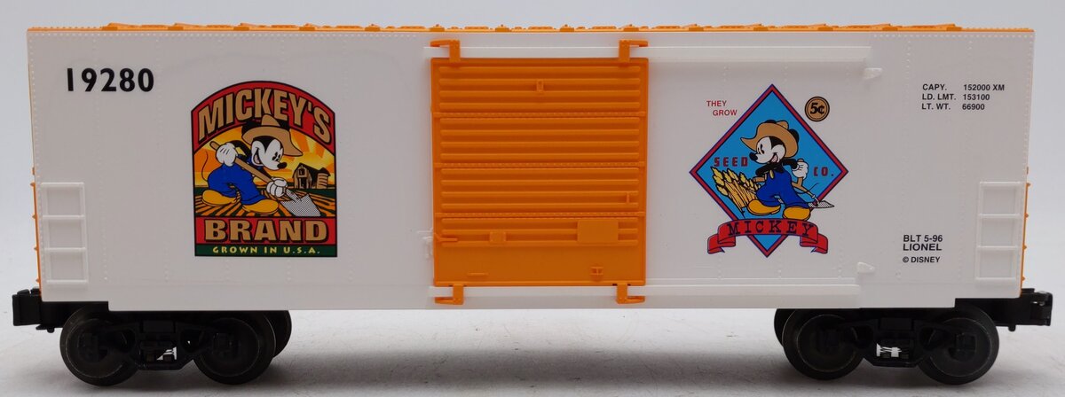 Lionel 6-19280 O Gauge Disney Mickey Wheat Hi-Cube Boxcar EX/Box