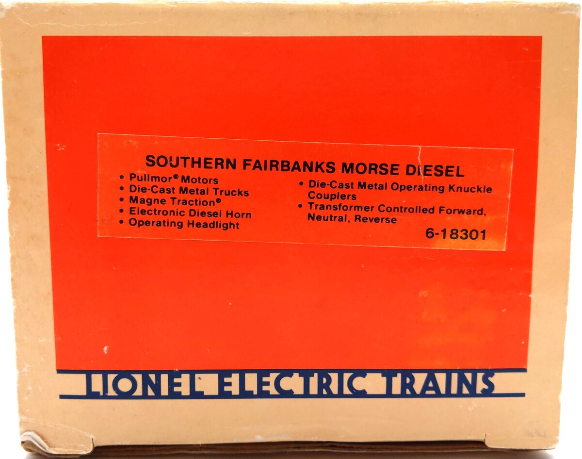 Lionel 6-18301 O Gauge Southern Fairbanks Morse Trainmaster Diesel Locomotive VG/Box