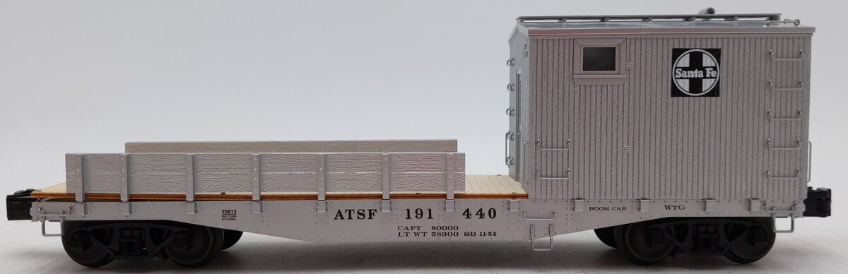 Lionel 6-29813 O Gauge Santa Fe Boom Car with TMCC & Crane Sounds EX/Box