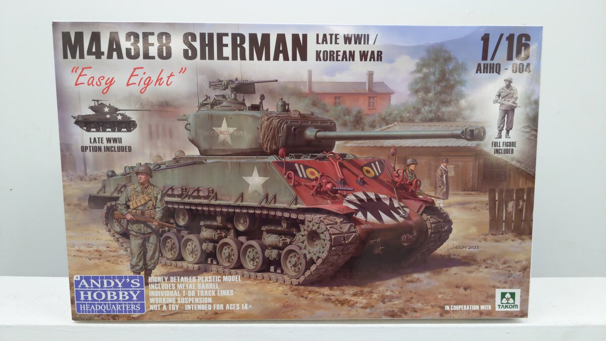 Andy's Hobby Headquarters AHHQ-004 1/16 Scale M4A3E8 SHERMAN TANK Late Model Kit EX/Box
