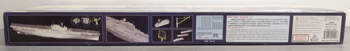 Merit International 62001 1:200 Scale USS Hornet CV-8 W/Decals Plastic Model Kit EX/Box