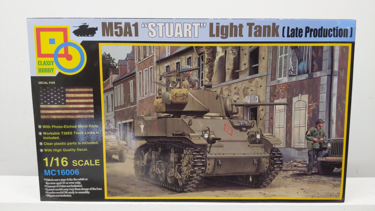 Classy Hobby 16006 1:16 M5A1 Stuart Late Production Light Military Tank Kit EX/Box