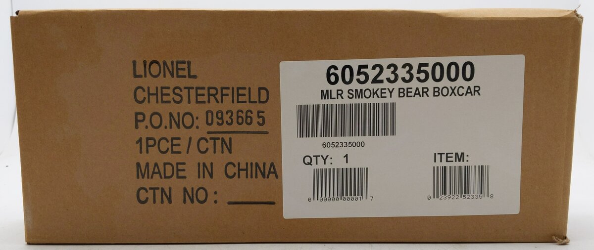 Lionel 6-52335 O Gauge Smokey Bear & USDA Forest Service Boxcar #602004 MT/Box