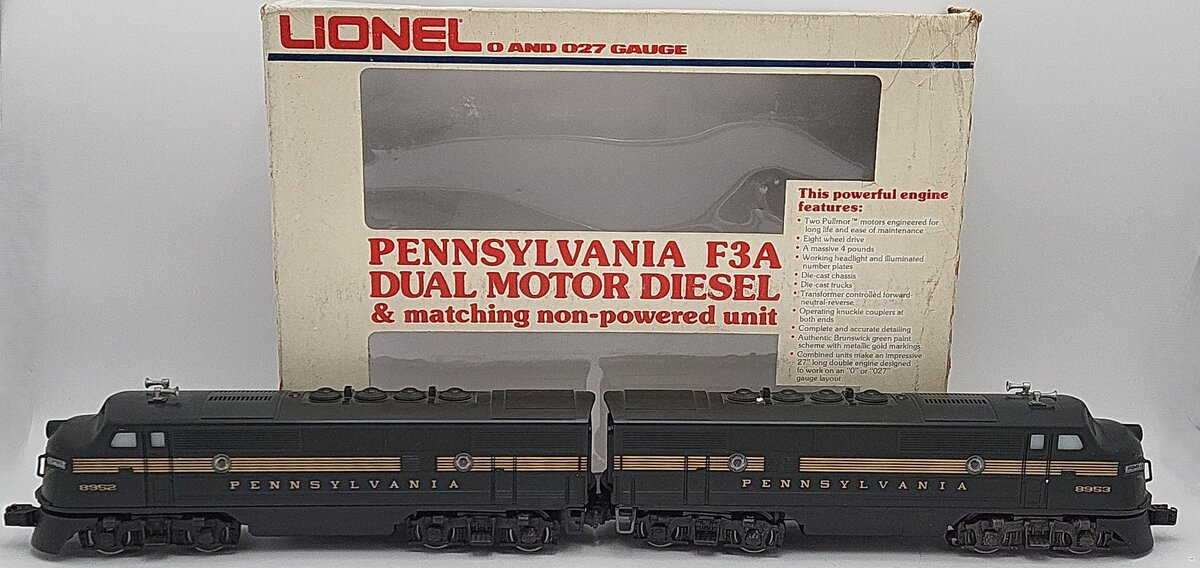 Lionel 6-8952 O Gauge Pennsylvania F-3 AA Diesel Locomotive Set EX/Box