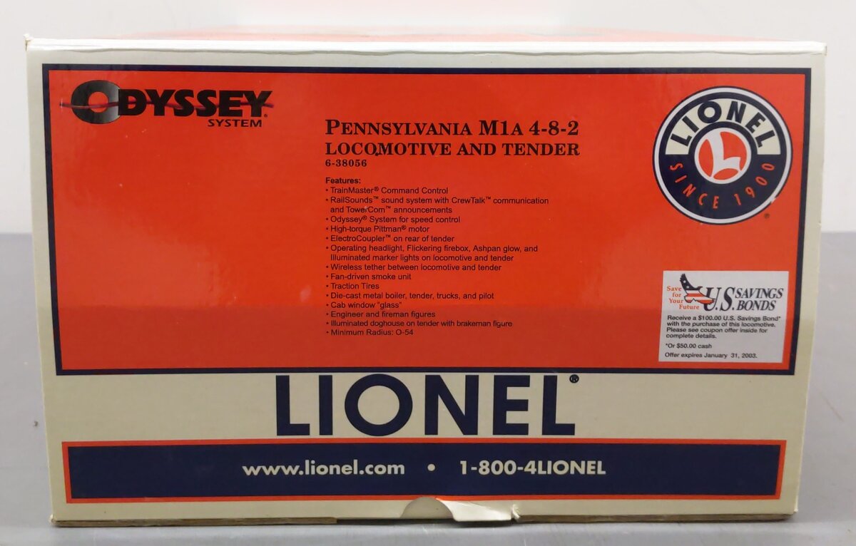 Lionel 6-38056 O PRR 4-8-2 M1a Steam Locomotive & Tender w/TMCC #6759 EX/Box