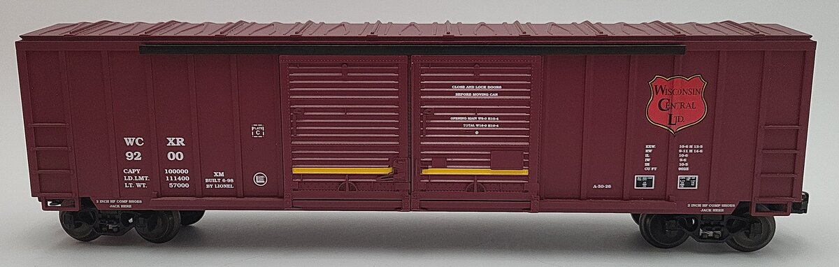Lionel 6-17231 O Gauge Wisconsin Central Double Door Boxcar #9200 EX/Box