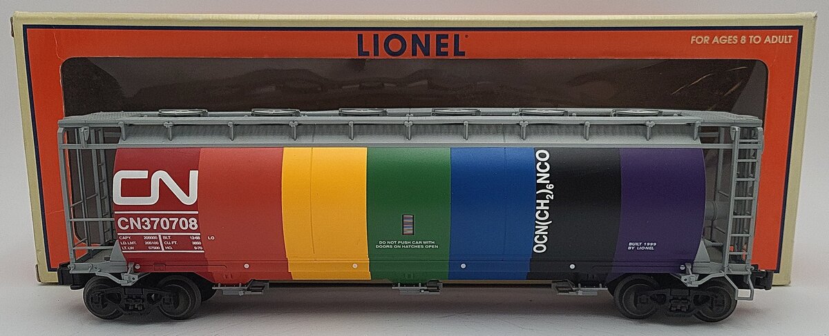 Lionel 6-19345 O Gauge Canadian National 3-Bay Cylindrical Hopper #370708 EX/Box