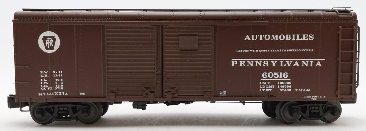 Lionel 6-17736 O Gauge Pennsylvania Railroad Round Roof Boxcar #60516 EX/Box
