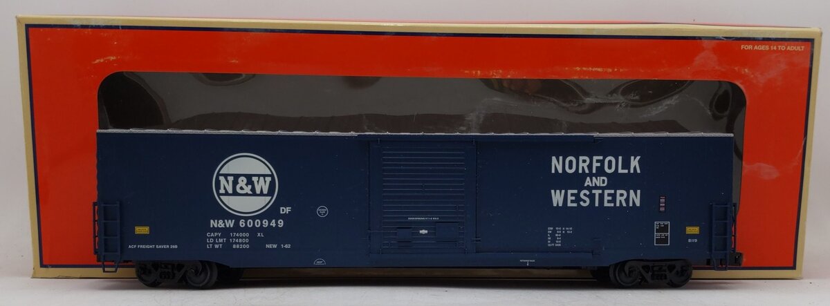Lionel 6-82660 Norfolk & Western 60' Single-Door Boxcar #600949 EX/Box