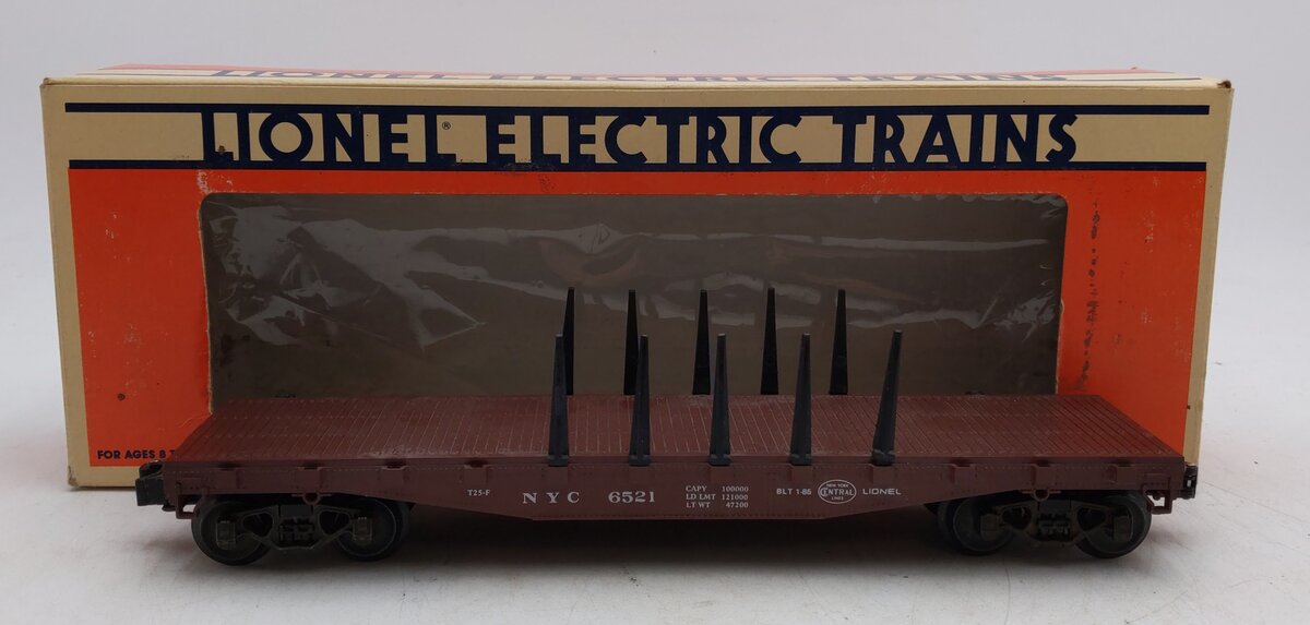 Lionel 6-6521 O Gauge New York Central Flatcar with Stakes EX/Box