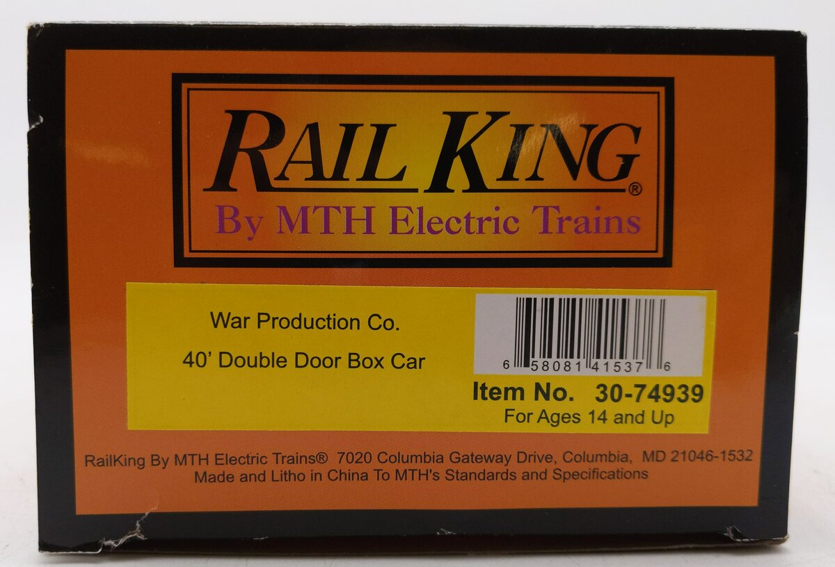 MTH 30-74939 O War Production Co. 40' Double Door Box Car