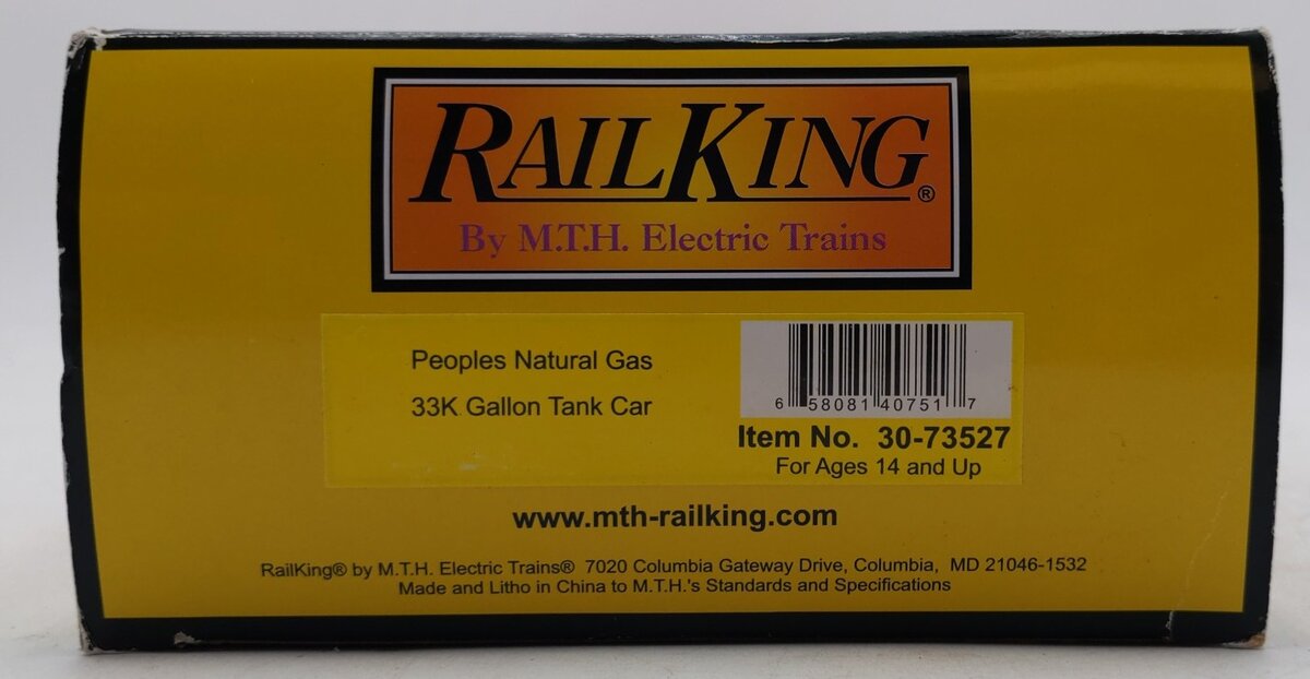 MTH 30-73527 O Peoples Natural Gas 33K Gallon Tank Car #30038 EX/Box