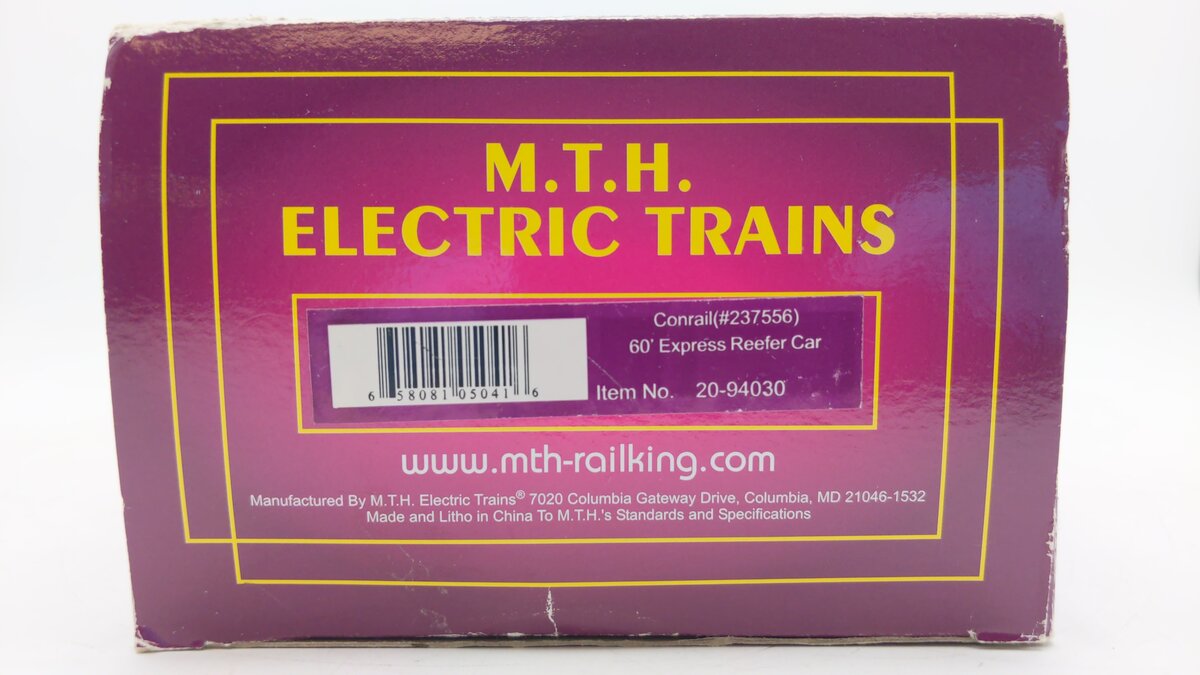 MTH 20-94030 O Conrail 60' Reefer Car #237556 LN/Box