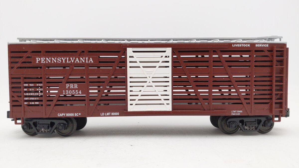 MTH 20-94503 O Gauge Pennsylvania Railroad Steel Sided Stock Car #130554 LN/Box