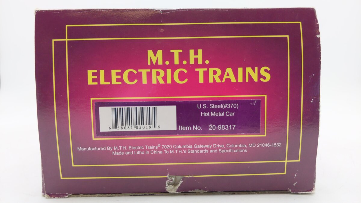 MTH 20-98317 O U.S. Steel Hot Metal Car #370 EX/Box