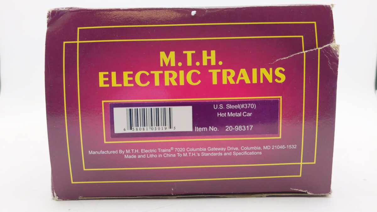 MTH 20-98317 O U.S. Steel Hot Metal Car #370 EX/Box