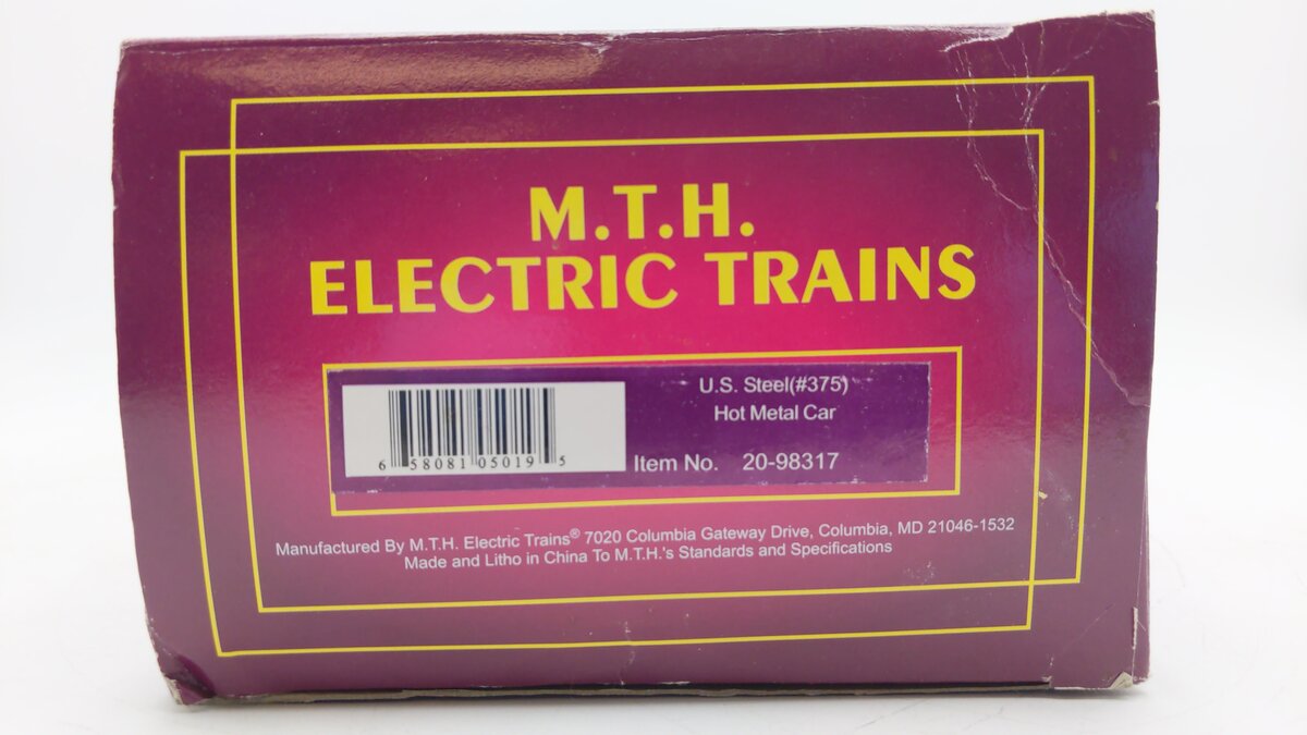 MTH 20-98317 O U.S. Steel Hot Metal Car #375 LN/Box