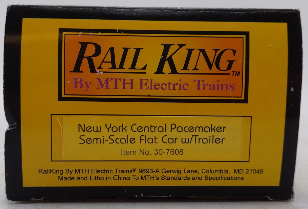 MTH 30-7608 O Gauge New York Central Pacemaker Flatcar with Trailer #499706 EX/Box