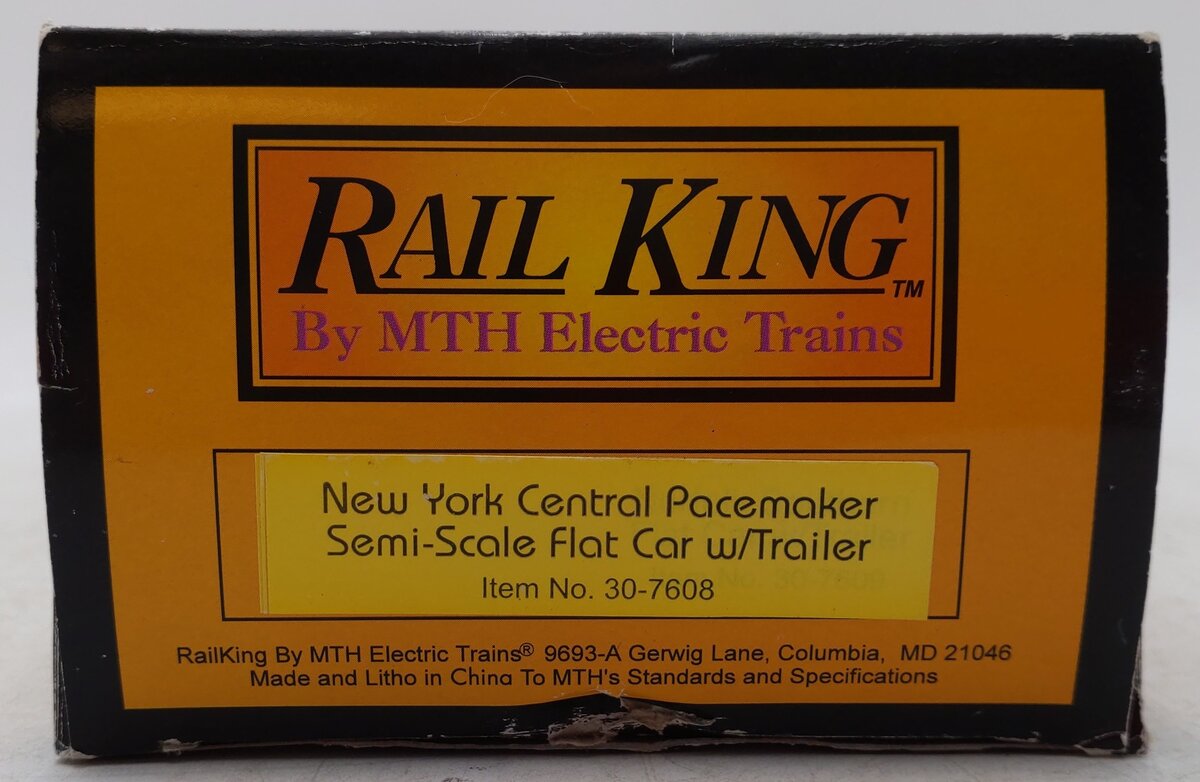 MTH 30-7608 O Gauge New York Central Pacemaker Flatcar with Trailer #499706 EX/Box
