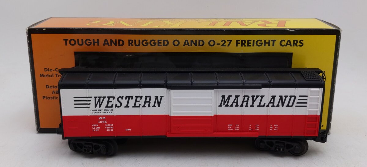MTH 30-74316 Western Maryland Rounded Roof Box Car w/Generator EX/Box