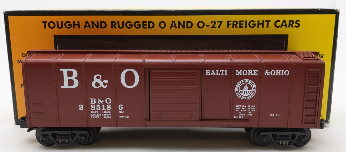 MTH 30-7429 O Gauge Baltimore & Ohio Rounded Roof Boxcar #385186 LN/Box