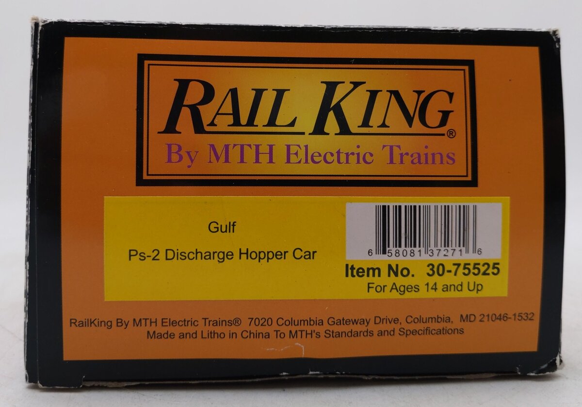 MTH 30-75525 O Gulf PS-2 Discharge 3-Bay Covered Hopper #38035 EX/Box