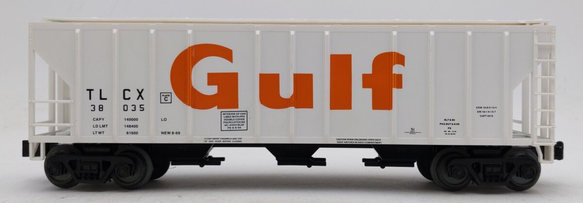 MTH 30-75525 O Gulf PS-2 Discharge 3-Bay Covered Hopper #38035 EX/Box