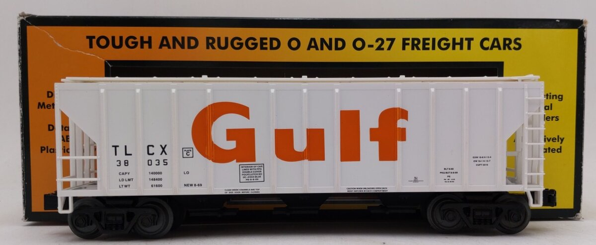 MTH 30-75525 O Gulf PS-2 Discharge 3-Bay Covered Hopper #38035 EX/Box