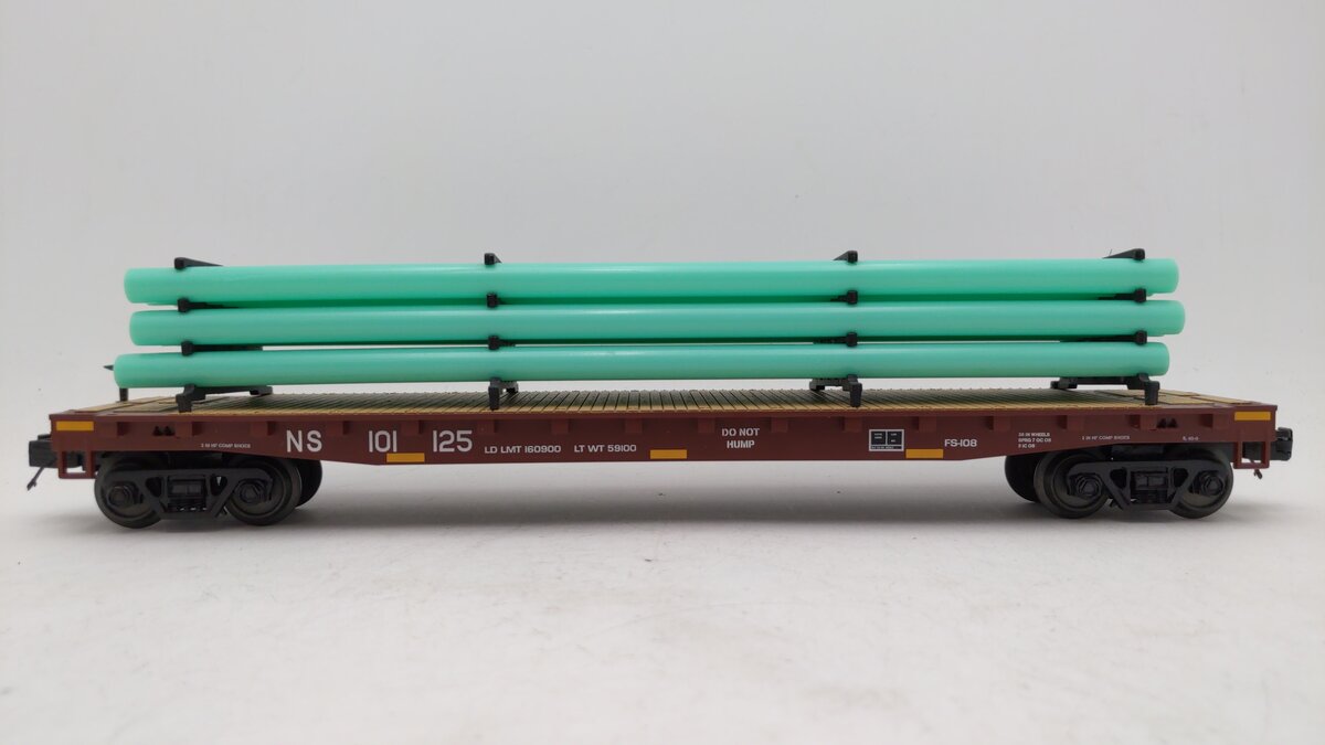 MTH 20-90775D O Norfolk Southern Flat Car w/ Pipe Load #101125 LN/Box