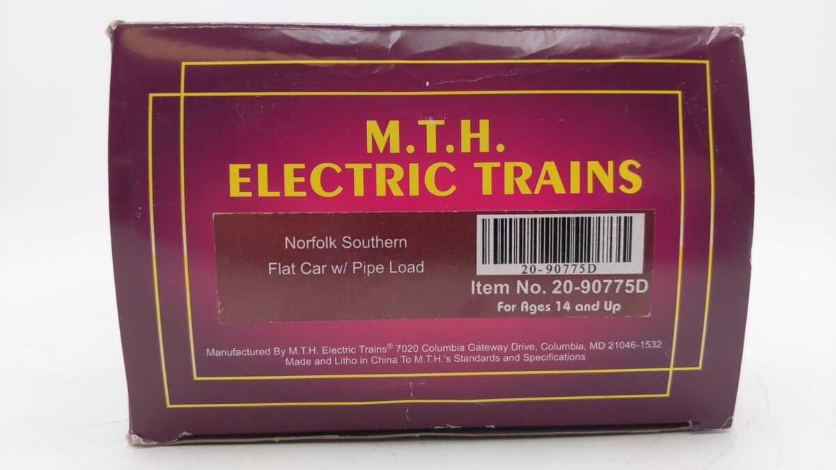 MTH 20-90775D O Norfolk Southern Flat Car w/ Pipe Load #101125 LN/Box