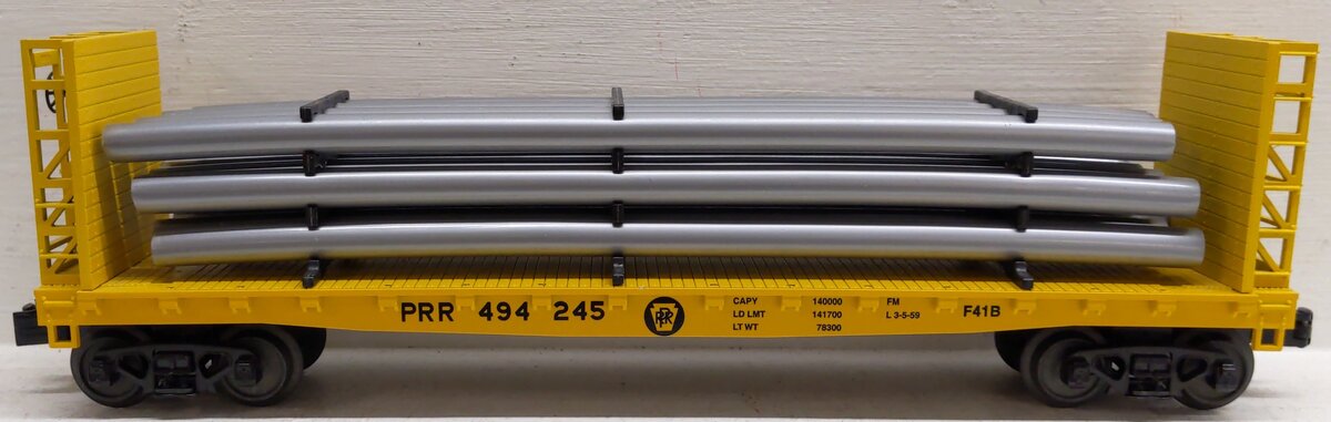 MTH 30-76504 O Pennsylvania Bulkhead Flat w/Pipe Load #494245
