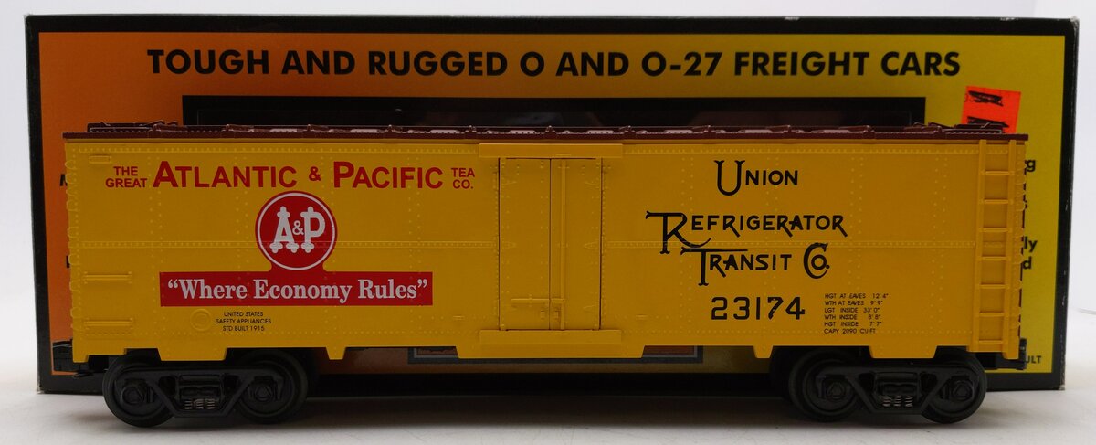 MTH 30-7849 O Gauge Atlantic & Pacific Refrigerator Car #23174 LN/Box
