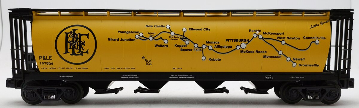 MTH 30-75164 O Gauge Pittsburgh & Lake Erie 4-Bay Cylindrical Hopper Car #197904 LN/Box
