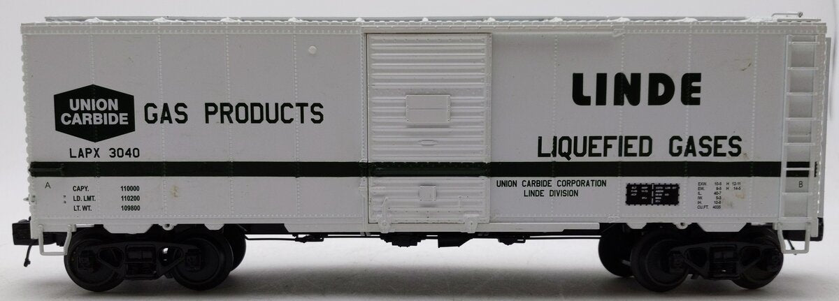 MTH 20-93410 O Gauge Linde Industrial Gases 40’ AAR Box Tank Car #3040 EX/Box