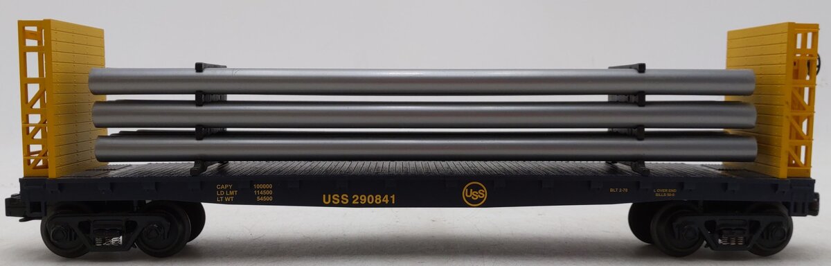 MTH 30-76058 O Gauge US Steel Flatcar w/Pipe Load EX/Box