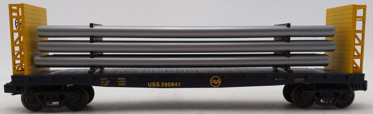 MTH 30-76058 O Gauge US Steel Flatcar w/Pipe Load EX/Box