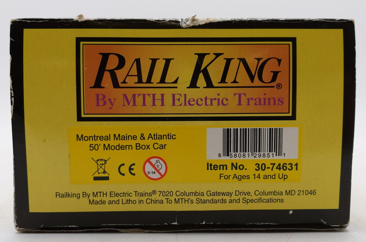 MTH 30-74631 O Gauge Montreal Maine & Atlantic 50' Modern Boxcar LN/Box