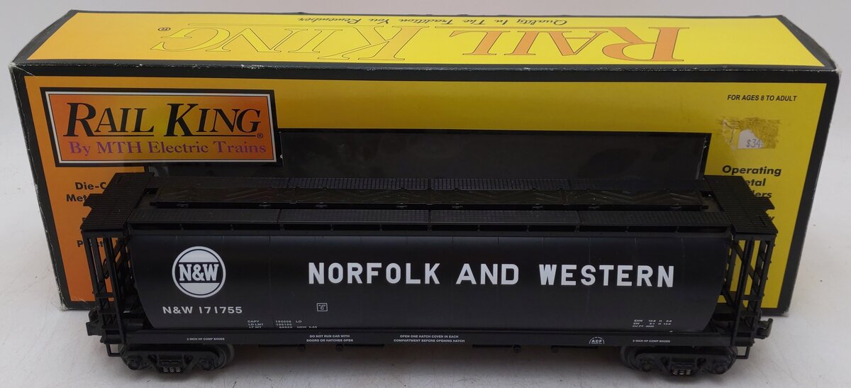 MTH 30-7599 N&W 4 Bay Cylindrical Hopper #171755 EX/Box