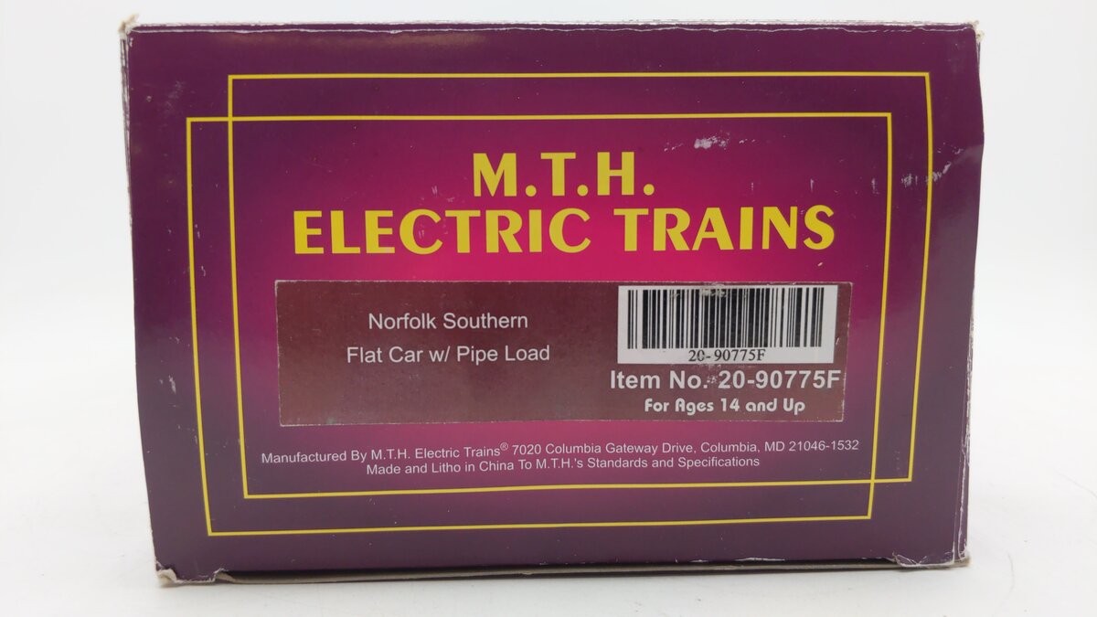 MTH 20-90775F O Norfolk Southern Flat Car w/ Pipe Load #101106 LN/Box
