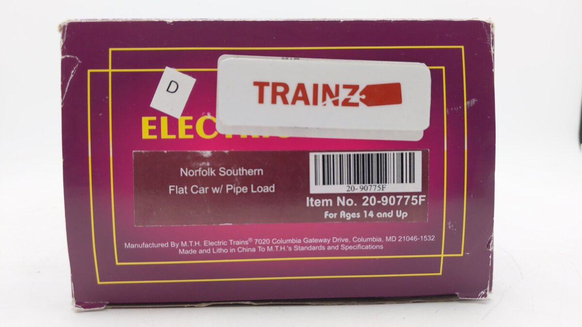 MTH 20-90775F O Norfolk Southern Flat Car w/ Pipe Load #101106 LN/Box