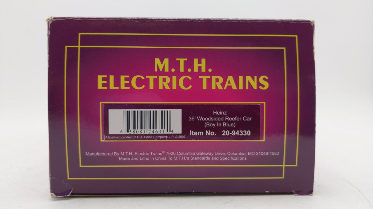 MTH 20-94330 O Gauge Heinz 36’ Woodsided Reefer Car LN/Box