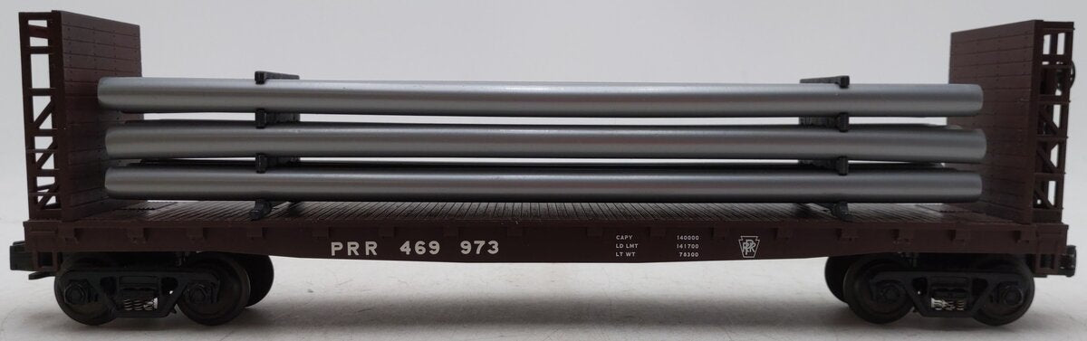 MTH 30-76016 O Gauge Pennsylvania Flatcar w/Bulkheads & Pipe Load EX/Box