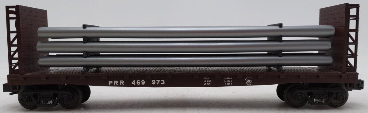 MTH 30-76016 O Gauge Pennsylvania Flatcar w/Bulkheads & Pipe Load EX/Box
