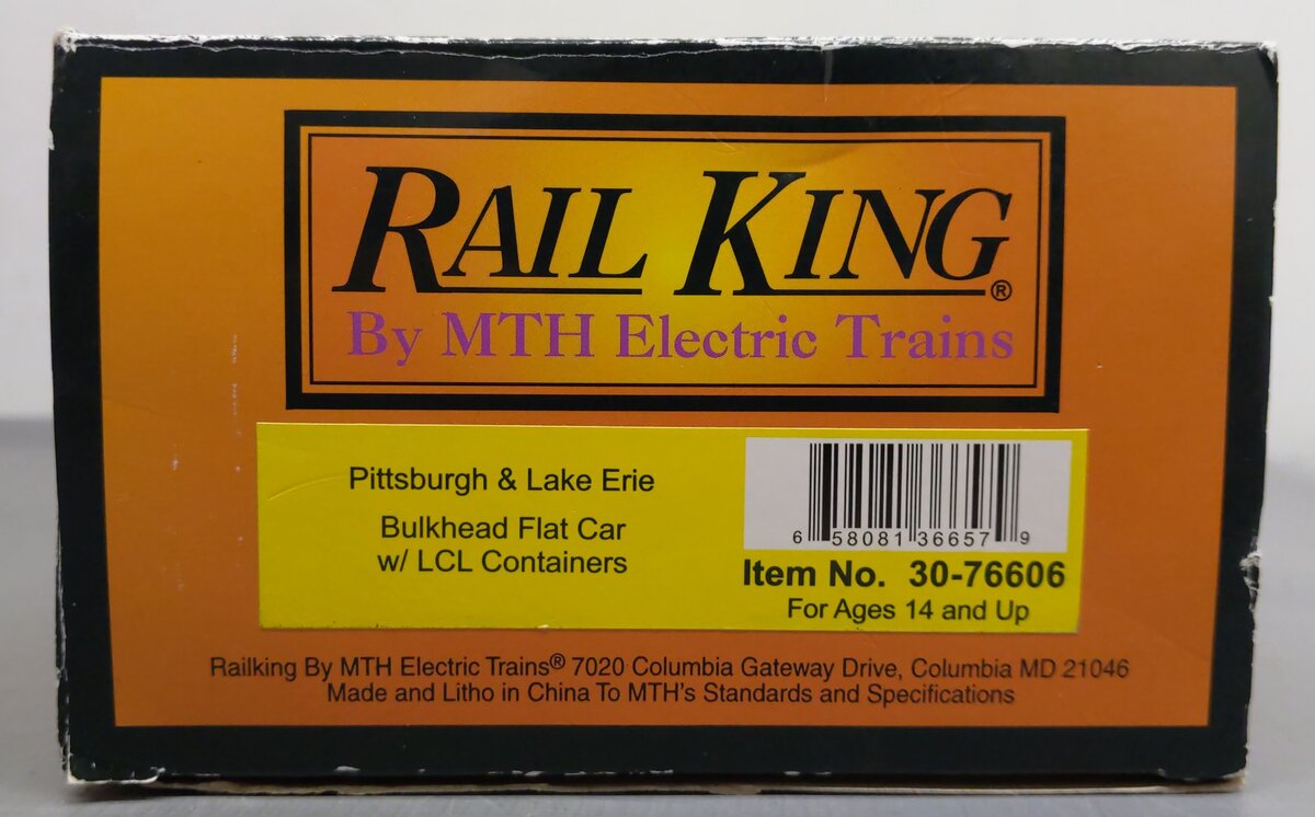MTH 30-76606 O Pittsburgh & Lake Erie Flat Car w/ Bulkheads & LCL Containers