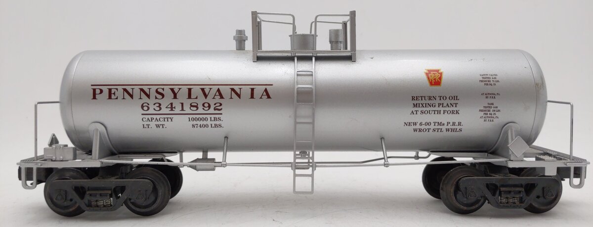 K-Line K6341-1892 O Gauge Pennsylvania Single Dome Aluminum Tank Car EX/Box
