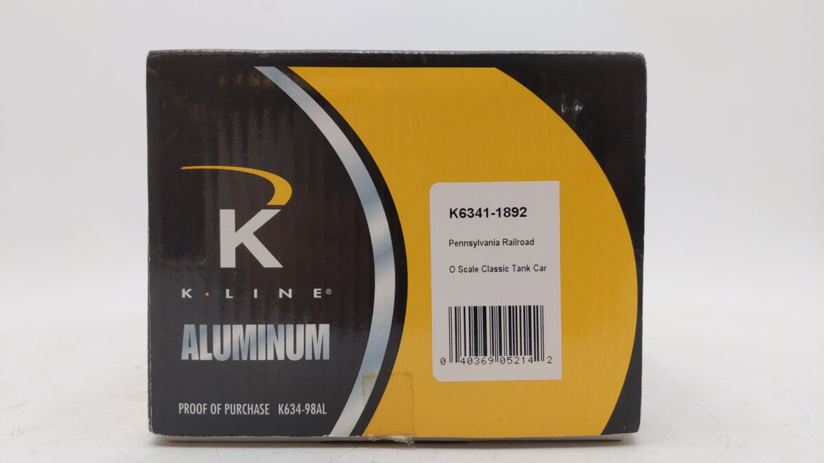 K-Line K6341-1892 O Gauge Pennsylvania Single Dome Aluminum Tank Car EX/Box