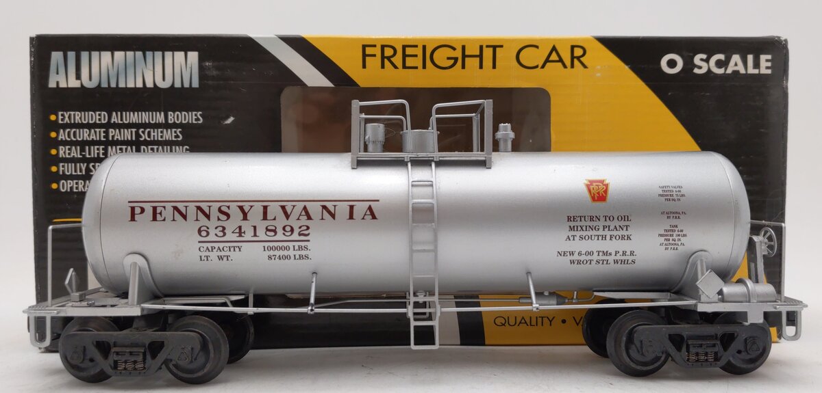 K-Line K6341-1892 O Gauge Pennsylvania Single Dome Aluminum Tank Car EX/Box