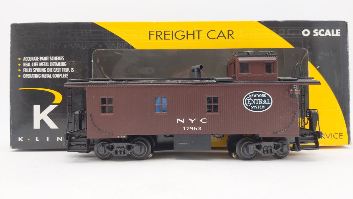 K-Line K616-1751 O Gauge New York Central Woodside Cupola Caboose #17963 w/Smoke EX/Box