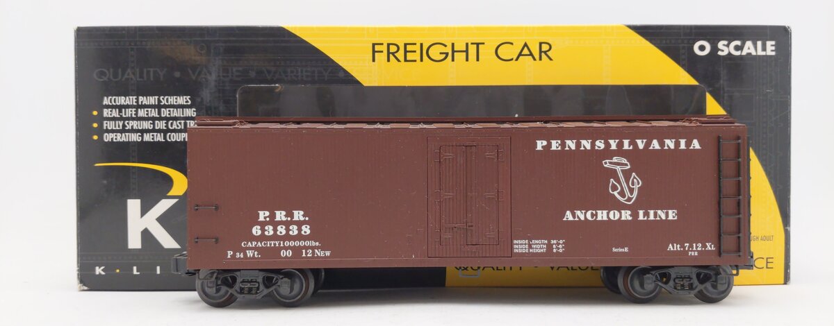 K-Line K762-1891 O Pennsylvania Anchor Woodsided Reefer #63838 EX/Box