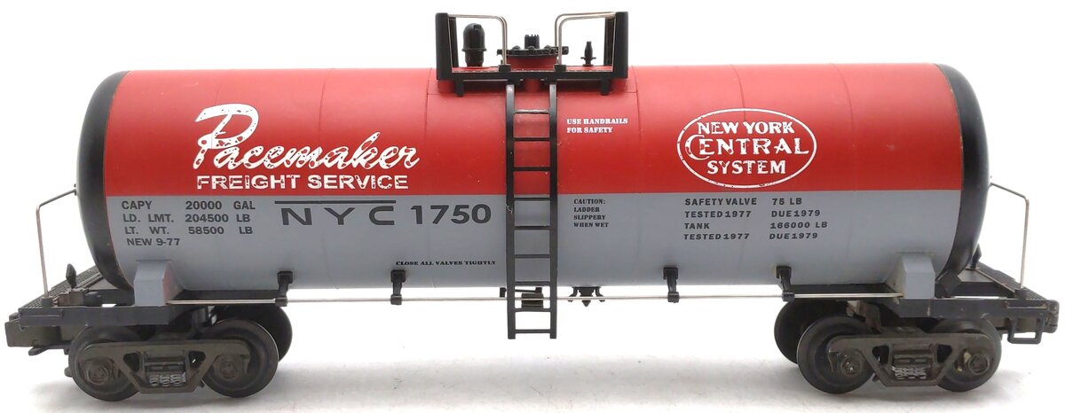 MTH 20-9202 O NYC Pacemaker Single Dome Tank Car #1750 VG